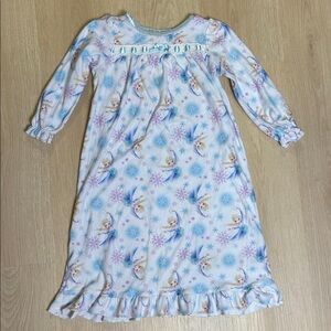 Disney Frozen Girl’s 4T Long Sleeve Flannel Nightgown - White and Blue Elsa